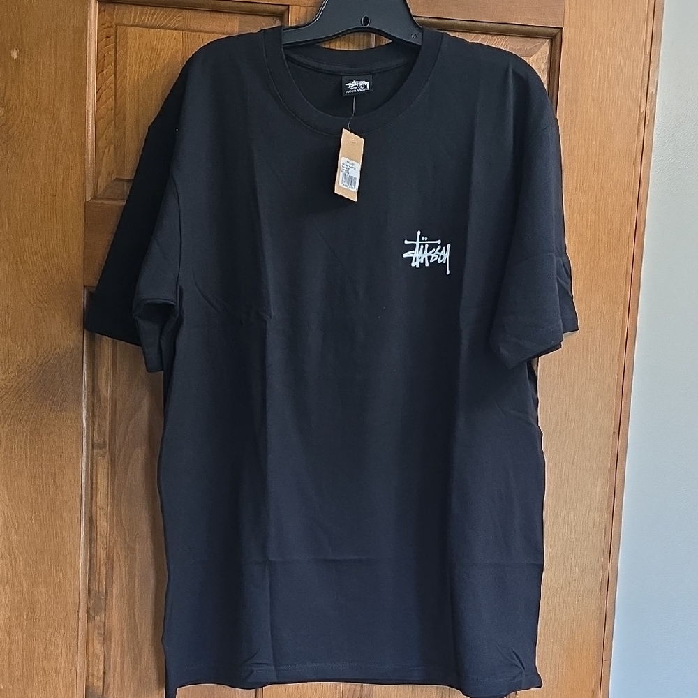 Stussy Black Short Sleeve Tee Classic Crew Neck